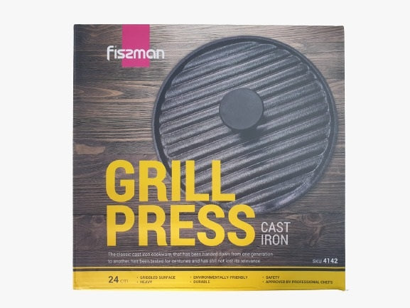 FISSMAN ROUND GRILL PRESS 24CM WITH BAKELITE KNOB