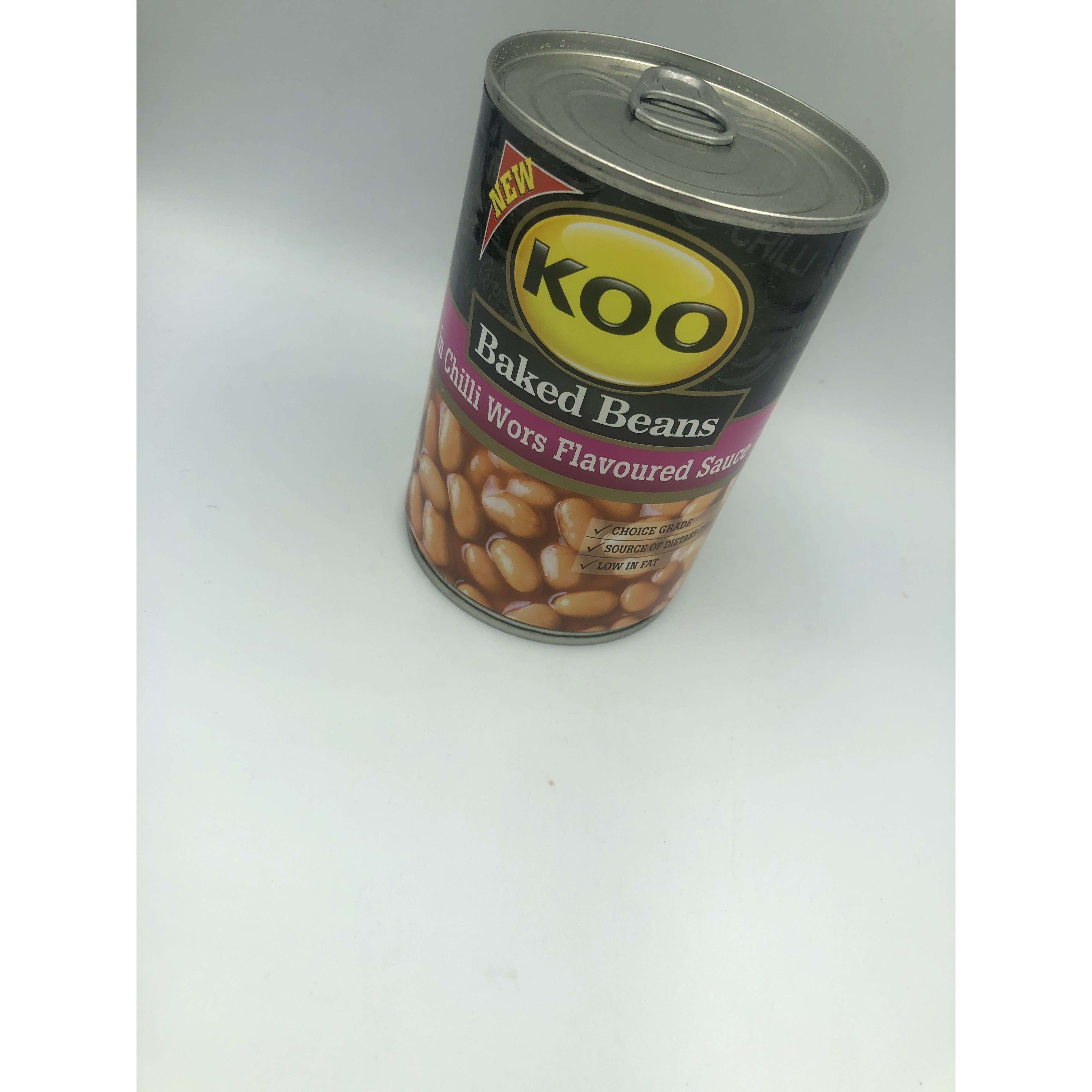 KOO BAKED BEANS IN CHILLI WORS FLAVOURED SAUCE 410G