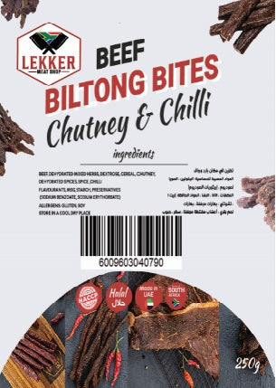 BEEF BILTONG STICKS CHUTNEY & CHILLI (CHOOSE WEIGHT)