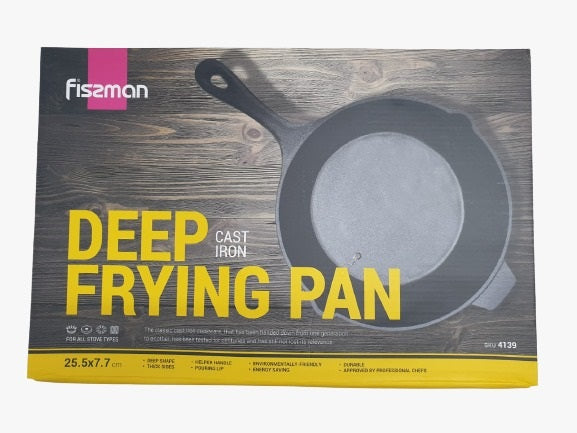 FISSMAN DEEP FRYING PAN 25.5 X 7.7 CM WITH HELPER HANDLE